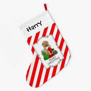 Frohe Weihnachten 2 Goldendoodle (goldrot) Niedlic Großer Weihnachtsstrumpf