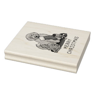 Frohe Weihnachten 2 Goldendoodle (goldrot) Niedlic Gummistempel