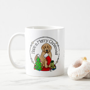 Frohe Weihnachten 2 Goldendoodle (goldrot) Niedlic Kaffeetasse