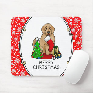 Frohe Weihnachten 2 Goldendoodle (goldrot) Niedlic Mousepad