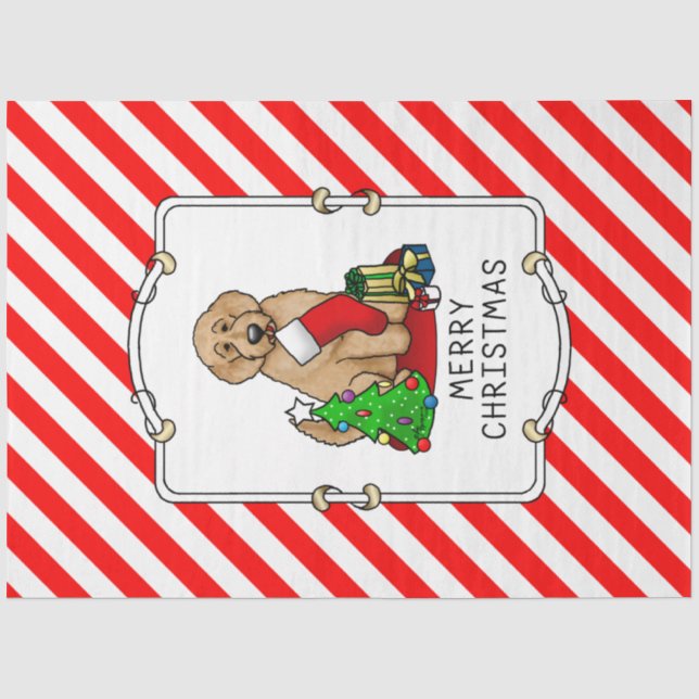 Frohe Weihnachten 2 Goldendoodle (goldrot) Niedlic Seidenpapier (Vorderseite)