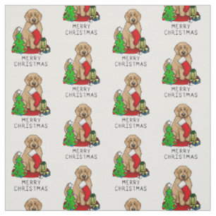 Frohe Weihnachten 2 Goldendoodle (goldrot) Niedlic Stoff
