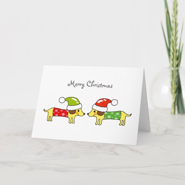 Frohe Weihnachten 2 Wursthunde (Vorderseite)