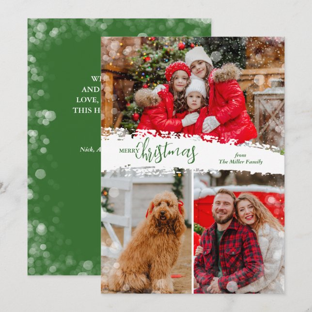 Frohe Weihnachten 3 Foto-Collage (Vorne/Hinten)