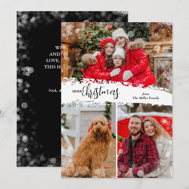 Frohe Weihnachten 3 Foto-Collage (Vorne/Hinten)