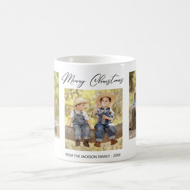 Frohe Weihnachten 3 Foto Collage Familie Kaffee Ta Kaffeetasse (Mittel)