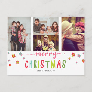 Frohe Weihnachten 3 Foto Collage farbenfroh festli Postkarte