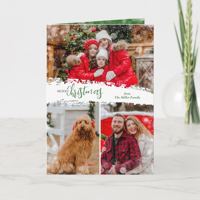 Frohe Weihnachten 3 Foto-Collage gefaltet (Vorderseite)