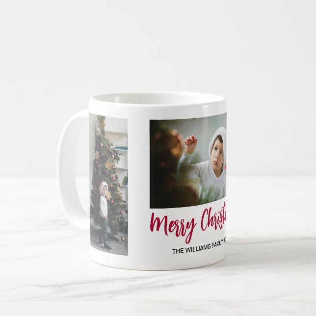 Frohe Weihnachten 3 Foto Collage Geschenk Kaffeetasse (Vorderseite Links)