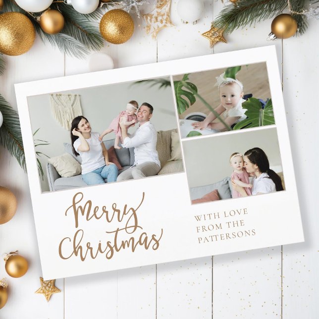 Frohe Weihnachten! 3 - FOTO Feiertagspostkarte (Merry Christmas! Customer specific,3- photo holiday postcard.)