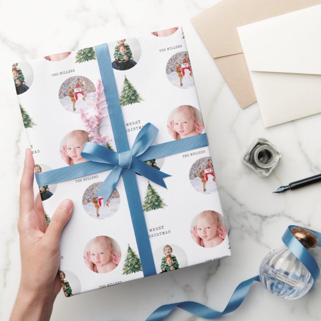 Frohe Weihnachten 3 Foto Geschenkpapier (Schenken)