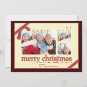 Frohe Weihnachten 3 Foto Red Ribbon Holiday Card