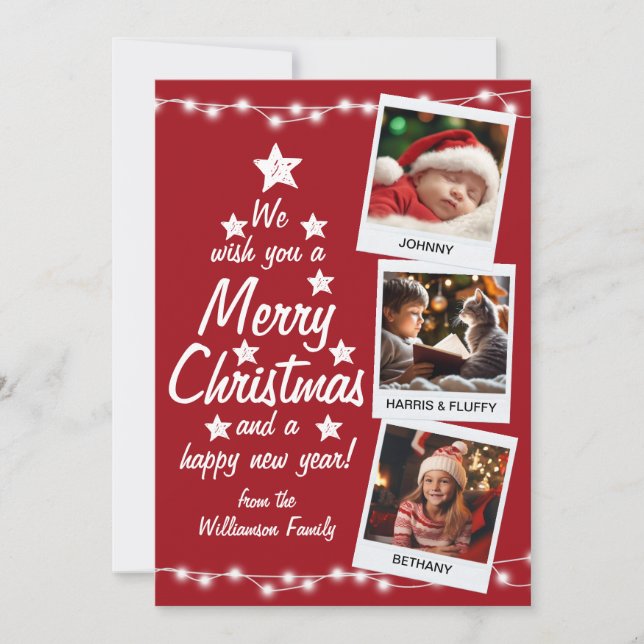Frohe Weihnachten 3 Fotos Familie Red (Vorderseite)