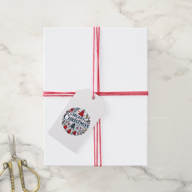 Frohe Weihnachten 3 Geschenkanhänger (Mit Garn)