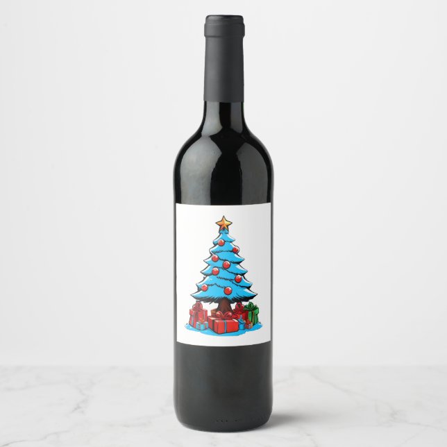 Frohe Weihnachten 3D Weinetikett (Vorderseite)