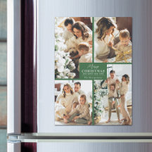 Frohe Weihnachten 4 Foto Collage Magnetic Card