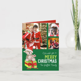 Frohe Weihnachten 4 Foto tragen Geschenkboxen grün