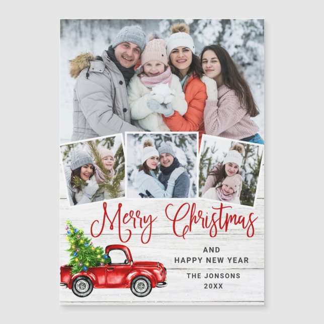 Frohe Weihnachten 4 FOTO Urlaub Magnetkarte (Vorderseite)