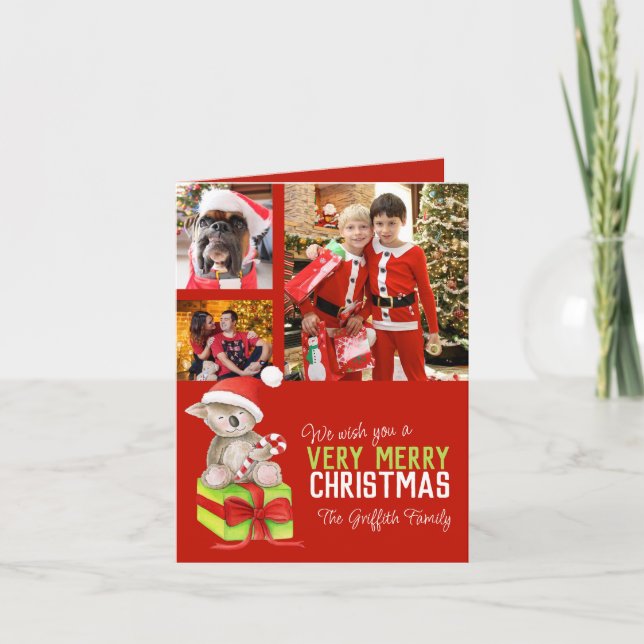 Frohe Weihnachten 4 Fotos der Familie tragen auf e (Vorderseite)