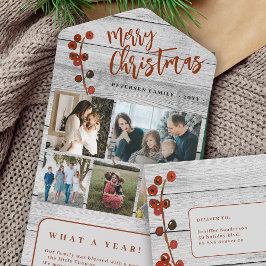 Frohe Weihnachten 5 Fotos rustikale Holzurlaub Kar All In One Einladung