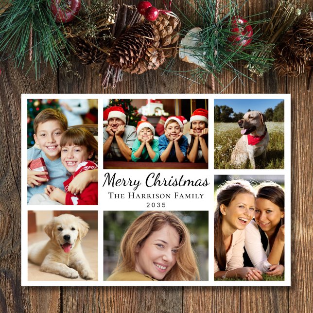 Frohe Weihnachten 6 Foto Collage (This holiday season, let your family's smiles and heartwarming memories shine on our 6 photo card)
