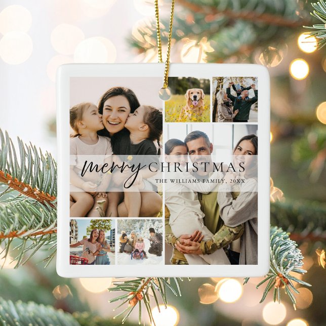 Frohe Weihnachten 6 Foto Collage Keramikornament (Von Creator hochgeladen)