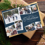 Frohe Weihnachten 7 Foto Collage Marineblau elegan<br><div class="desc">Diese 7-Foto-Urlaubskarte bietet eine elegante Weihnachtsbehandlung und einen Raum für den individuellen Text. Die Collage aus Fotos macht es zu einer idealen Weihnachtskarte für Familien, um die Highlights des Jahres oder das Beste eines Fotos zu teilen. Die marineblau-weißen Farben sind festlich und die Vielfalt der Fotos macht es vielseitig. Die...</div>