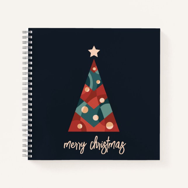 Frohe Weihnachten abstrakte Kunst Weihnachtsbaum Notizbuch (Vorderseite)