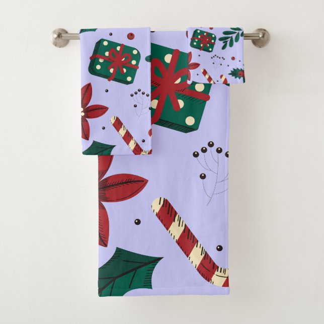 Frohe Weihnachten Abstraktes Muster Badhandtuch Set (Insitu)