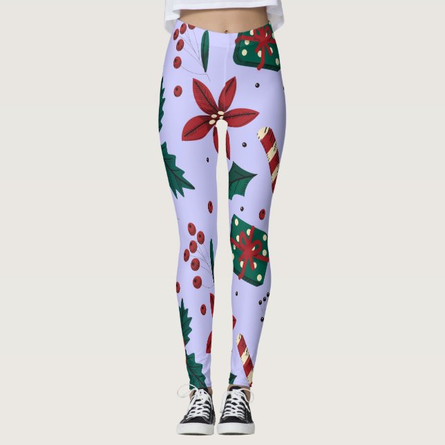 Frohe Weihnachten Abstraktes Muster Leggings (Vorderseite)