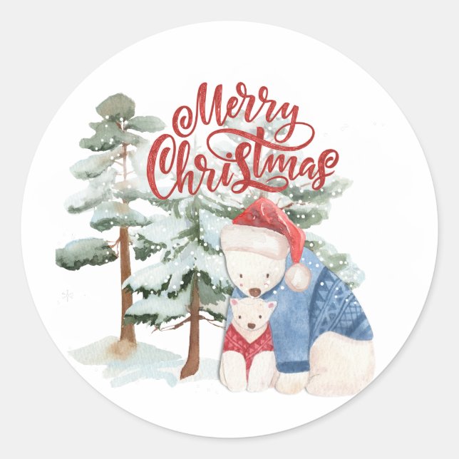 Frohe Weihnachten Adorable Holiday Design Runder Aufkleber (Vorderseite)