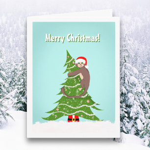 Frohe Weihnachten Affe klettert Baum Karte