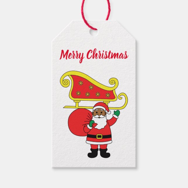 Frohe Weihnachten Afrikanischer Weihnachtsmann Geschenkanhänger (Vorderseite)