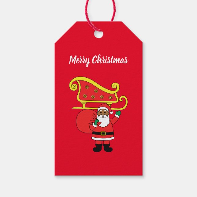 Frohe Weihnachten Afrikanischer Weihnachtsmann Rot Geschenkanhänger (Vorderseite)