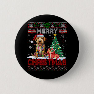 Frohe Weihnachten Airedale Terrier Dog Lover Ugly  Button