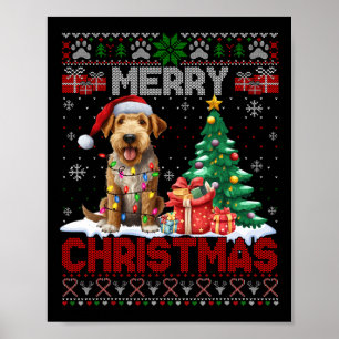 Frohe Weihnachten Airedale Terrier Dog Lover Ugly  Poster