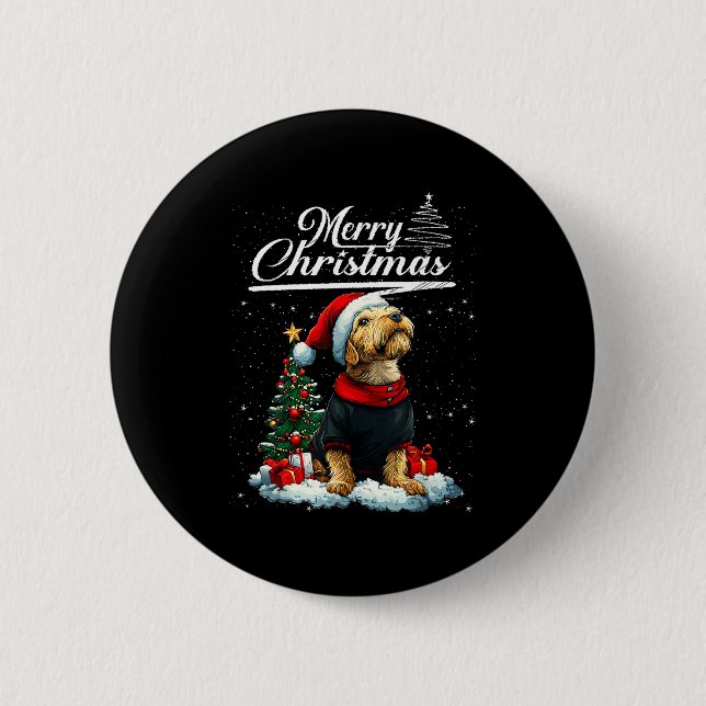 Frohe Weihnachten Airedale Terrier Weihnachtsmann  Button (Vorderseite)