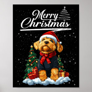 Frohe Weihnachten Airedale Terrier Weihnachtsmann Poster