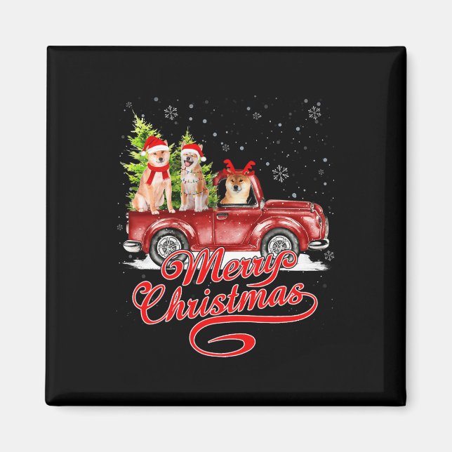 Frohe Weihnachten Akita Dog Santa Reindeer Red Tru Magnet (Vorne)