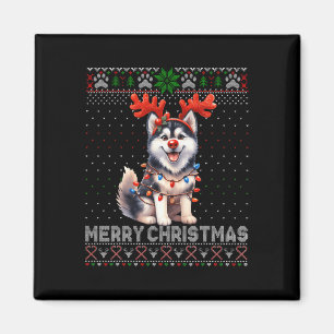 Frohe Weihnachten Alaskan Malamute Dog Lover Ugly Magnet