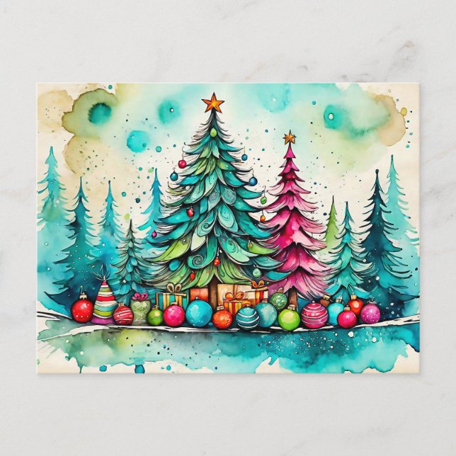 Frohe Weihnachten, alle! Postkarte (Vorderseite)