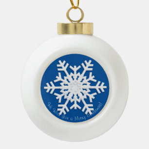  Frohe Weihnachten! Alles Gute zum Neujahr!Schneef Keramik Kugel-Ornament