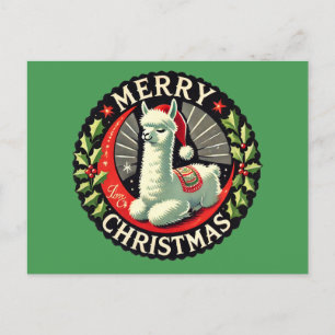 Frohe Weihnachten Alpaca Kunstwerk Weihnachtswerk Postkarte