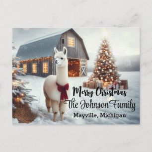 Frohe Weihnachten Alpaca Personalisiert Postkarte