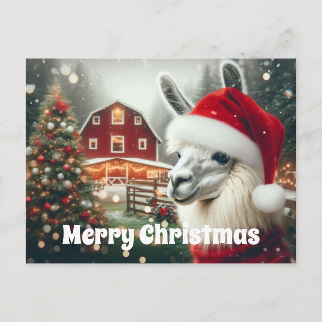 Frohe Weihnachten Alpaca Postkarte (Vorderseite)