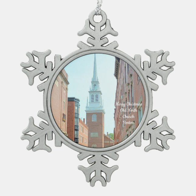 Frohe Weihnachten Alte Nordkirche Boston Ornament (Vorderseite)