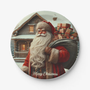 Frohe Weihnachten alter Santa Pappteller