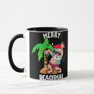 Frohe Weihnachten am Strand im Juli Funny Santa Xm Tasse