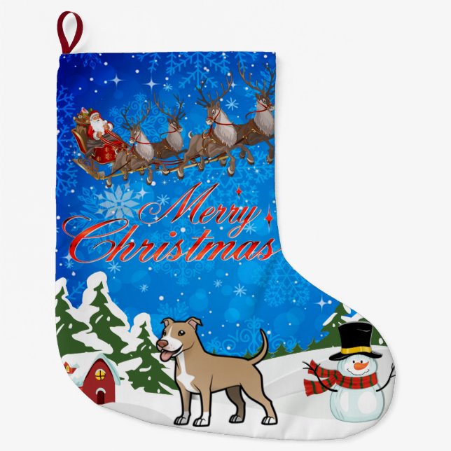 Frohe Weihnachten American Pitbull Terrier Großer Weihnachtsstrumpf (Vorderseite)