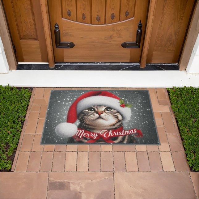 Frohe Weihnachten American shorthair Cat , Santa C Fußmatte (Außenbereich)
